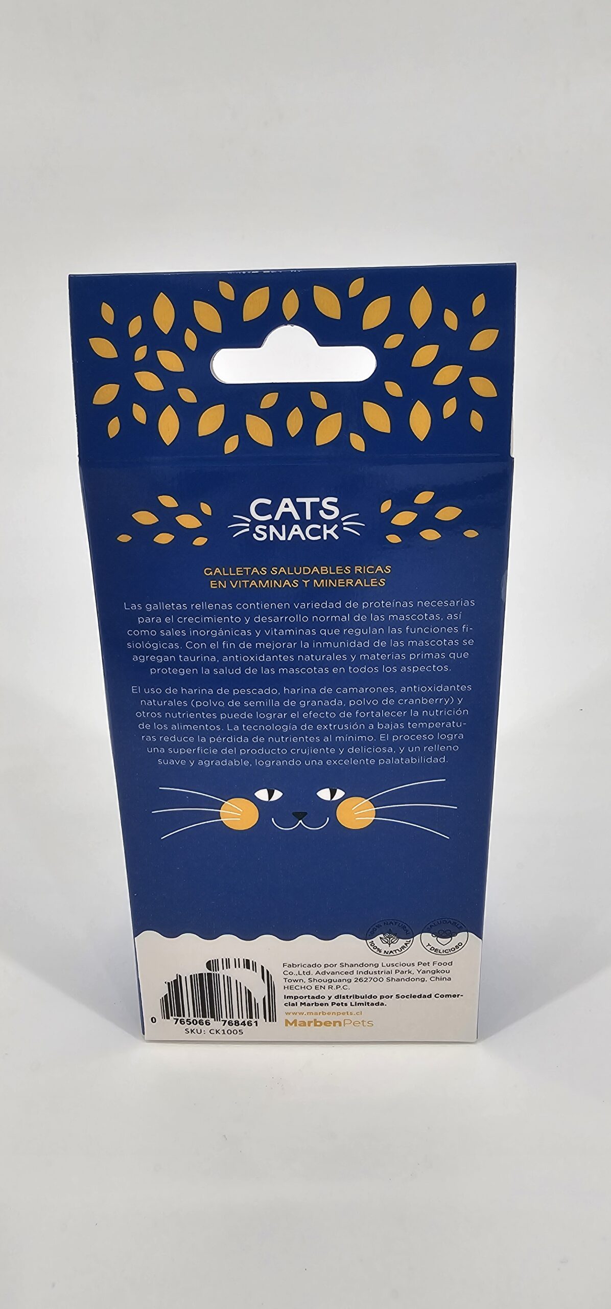 CATS SNACK RELLENO ATUN Y OSTION 80 GR COSTADO - POSTERIOR