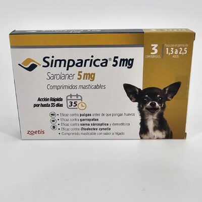 SIMPARICA 5 MG 1.3 - 2.5 KG X 3 (CPR)