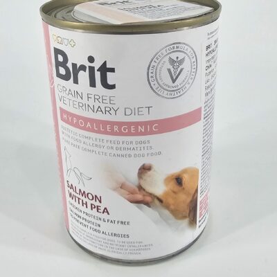 BRIT VETERINARY PERRO LATA DIET HYPOALLERGENIC SALMON Y ARVEJA 400 GR