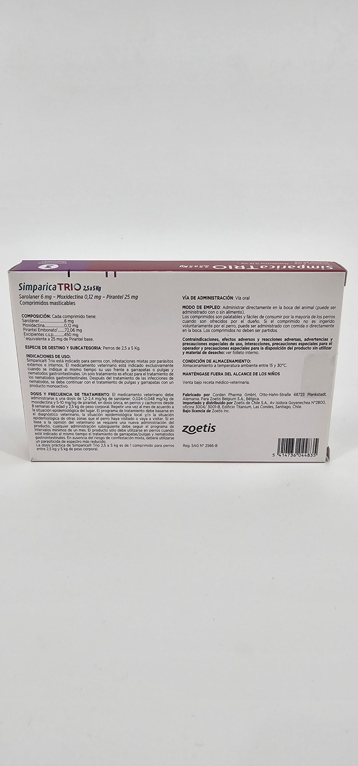 SIMPARICA TRIO 2.5 - 5 KG X 3 (CPR) - Imagen 2