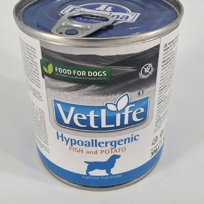 VET LIFE PERRO LATA HIPOALERGENICO PESCADO Y PAPA 300 GR