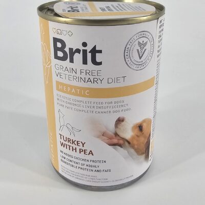 BRIT VETERINARY PERRO LATA HEPATIC PAVO Y ARVEJA 400 GR