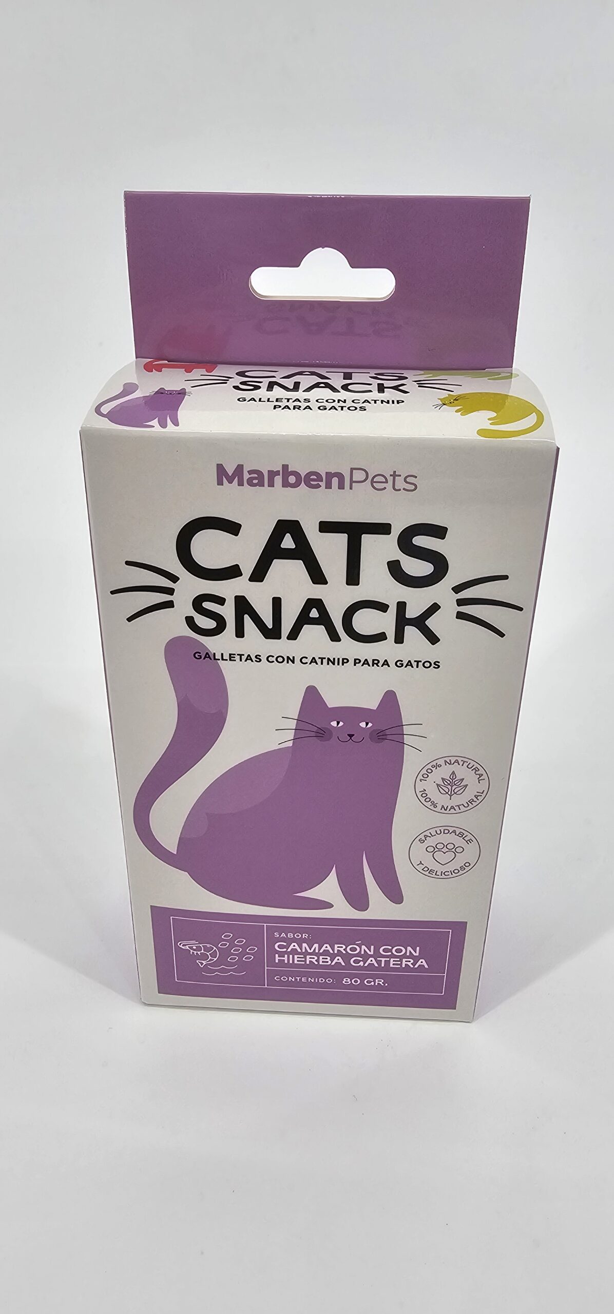 MARBENPETS CATS SNACK CAMARON CON HIERBA GATERA 80 GR