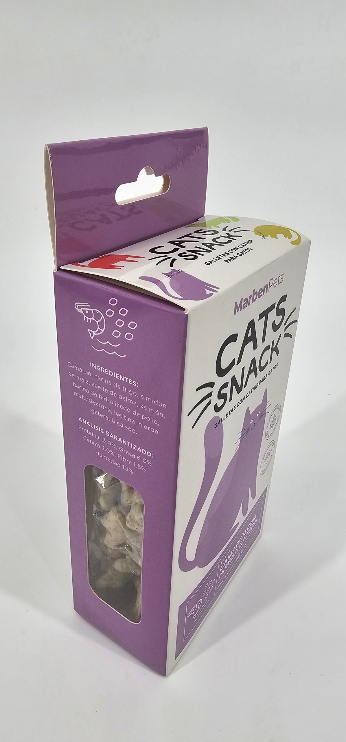 MARBENPETS CATS SNACK CAMARON CON HIERBA GATERA 80 GR - Imagen 3