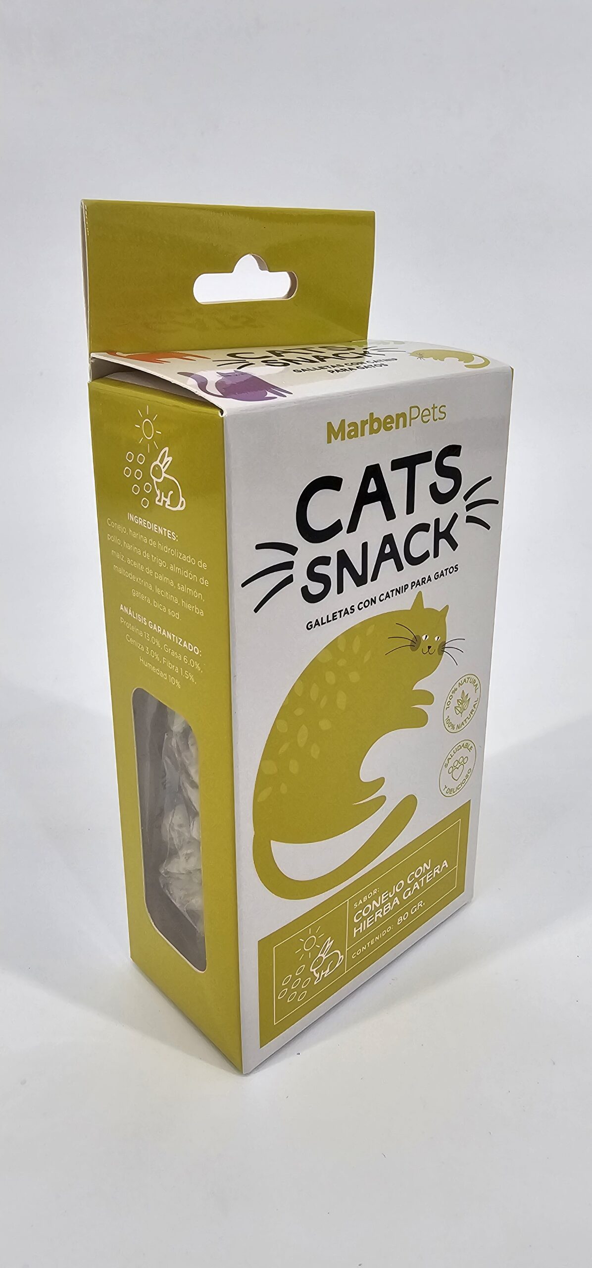 MARBENPETS CATS SNACK CONEJO CON HIERBA GATERA 80 GR - Imagen 3