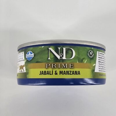 N&D PRIME GATO LATA JABALI Y MANZANA 70 GR