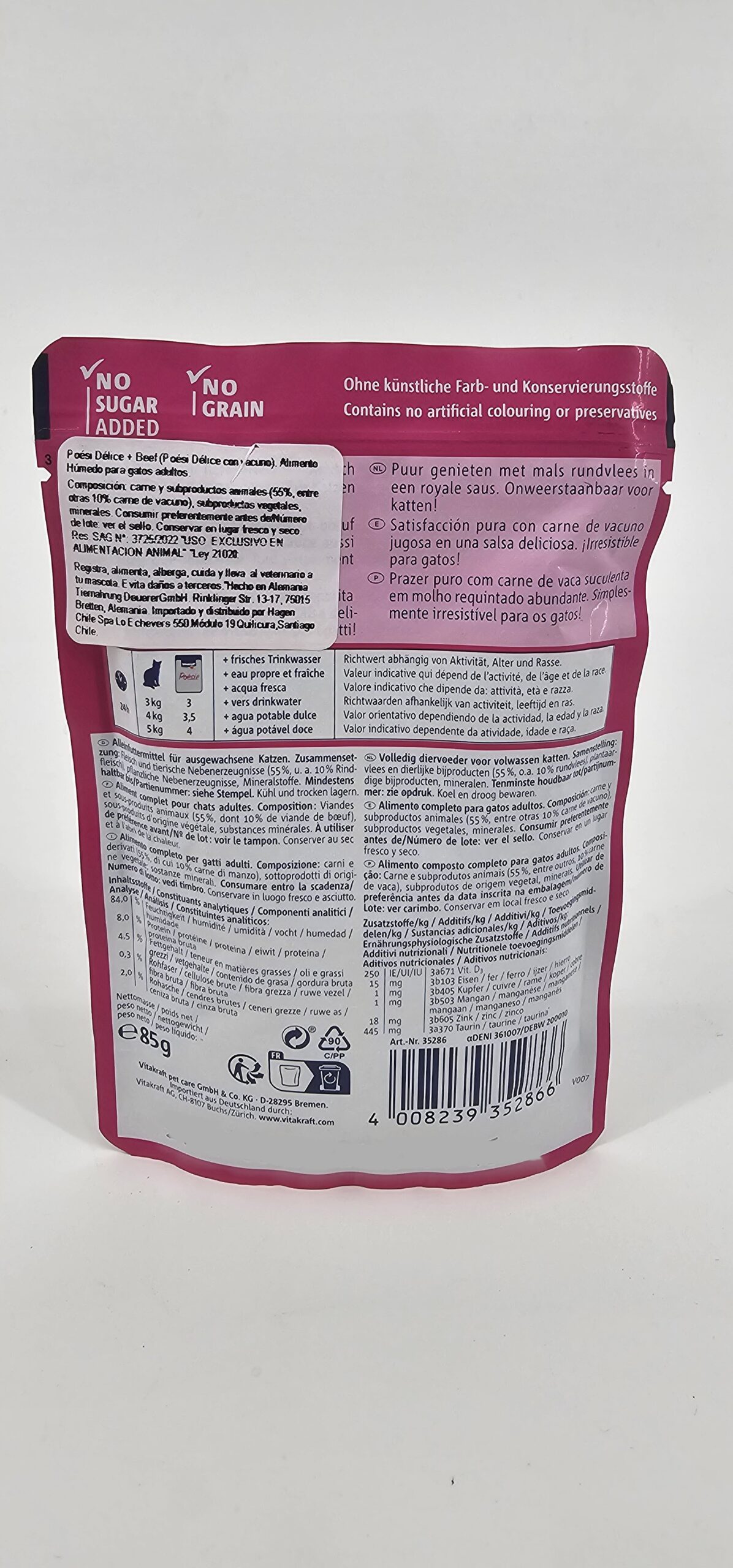 VITAKRAFT GATO POESIE DELICE POUCH TERNERA 85 GR - Imagen 2