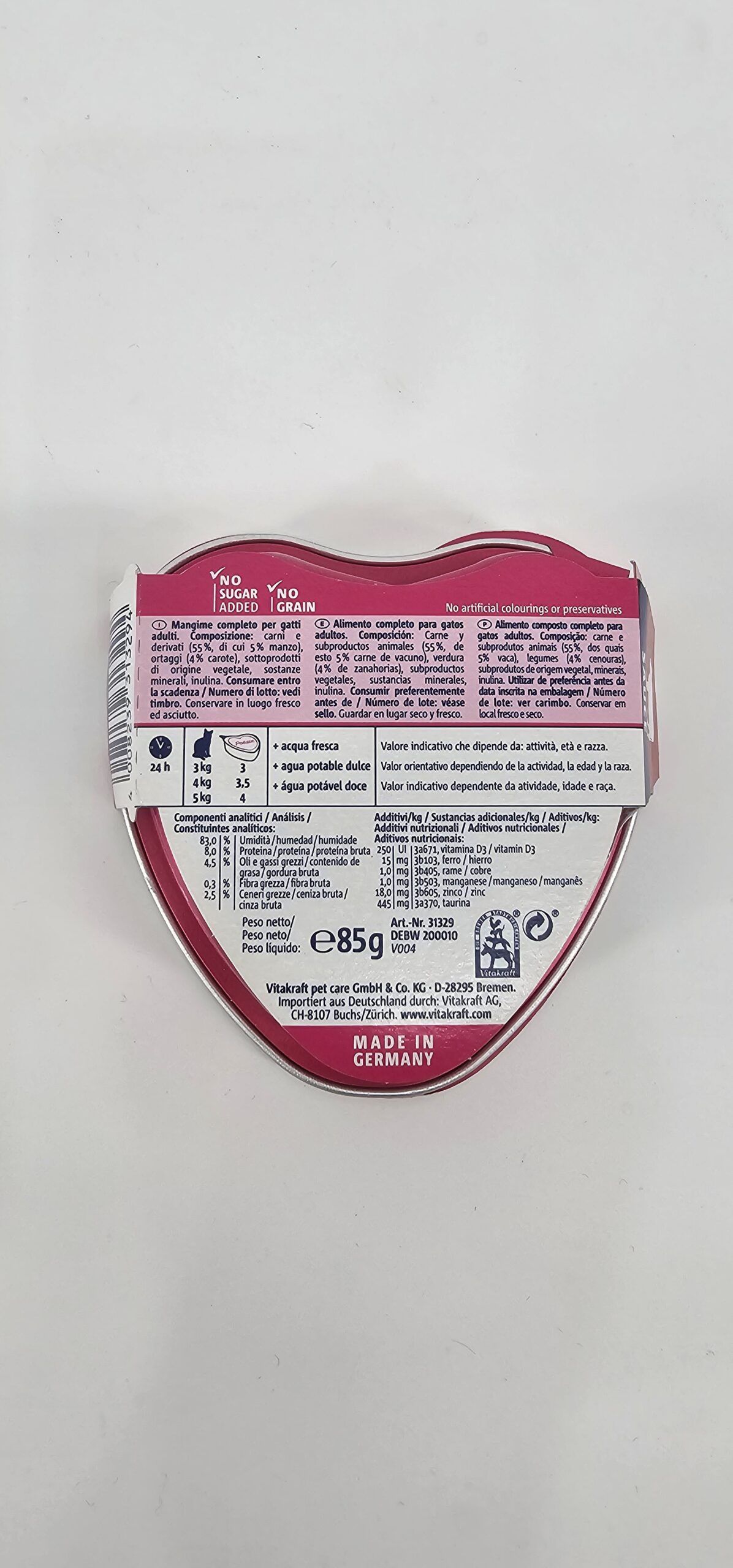 VITAKRAFT GATO LATA POESIE CREATION VACUNO Y ZANAHORIA 85 GR - Imagen 2