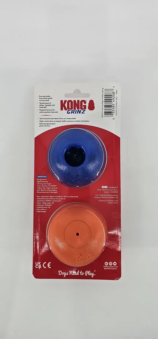 KONG GRINZ PELOTAS SQUEAKY + TREAT X 2 (U) - Imagen 2