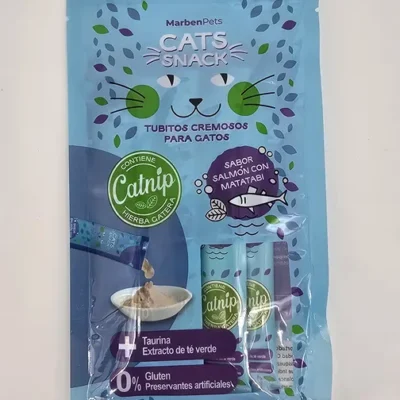 MARBENPETS CATS SNACK SALMON CON MATATABI 15 GR X 4 (U)