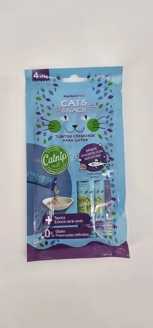 MARBENPETS CATS SNACK SALMON CON MATATABI 15 GR X 4 (U)