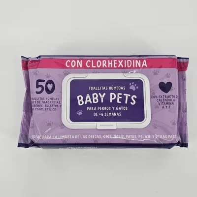 BABY PETS TOALLITAS HUMEDAS CON CLORHEXIDINA X 50 (U)