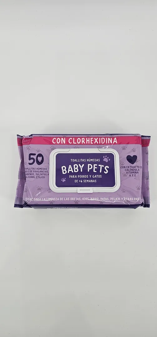 BABY PETS TOALLITAS HUMEDAS CON CLORHEXIDINA X 50 (U)