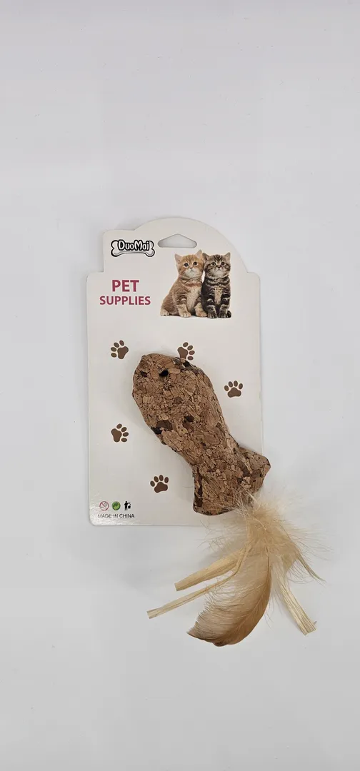 JUGUETE GATO CORCHO CON PLUMA