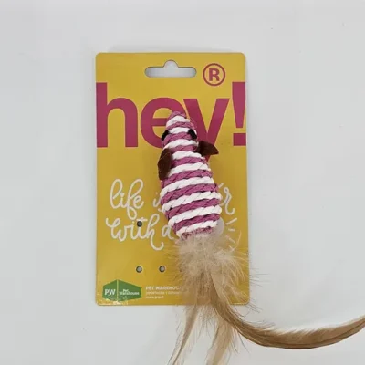 HEY RATON CON CUERDA Y PLUMAS