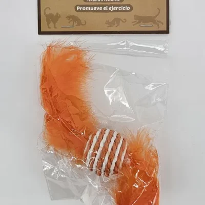 FELINE JUGUETE PARA GATOS CON PLUMAS Y CUERDA