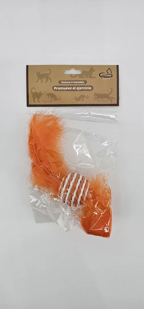 FELINE JUGUETE PARA GATOS CON PLUMAS Y CUERDA