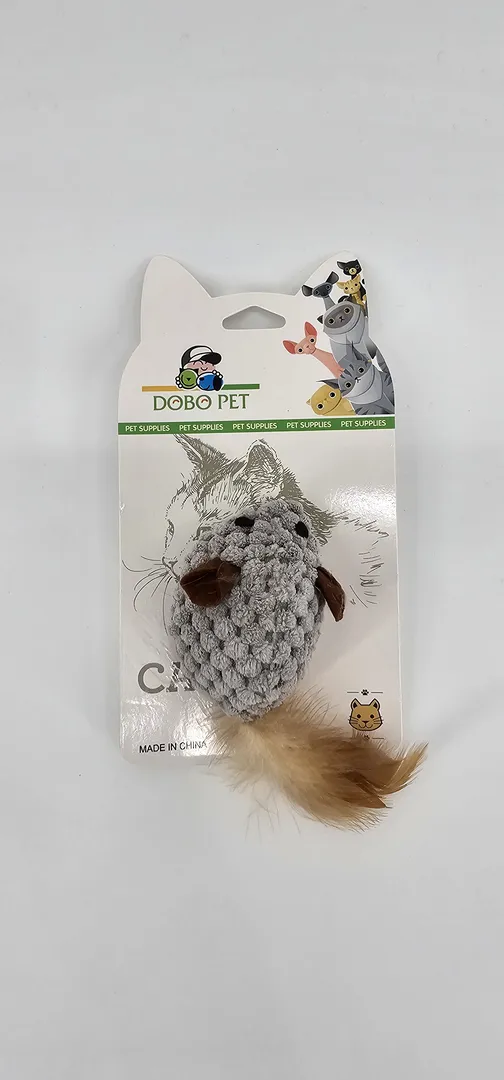 DOBO PET RATON DE TELA CON COLA DE PLUMAS