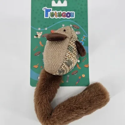 PETEGOU JUGUETE GATO RATON TELA COLA FELPADA