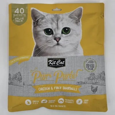 KIT CAT PURR PUREE POLLO & FIBRA HAIRBALL 15 GR X 40 (U