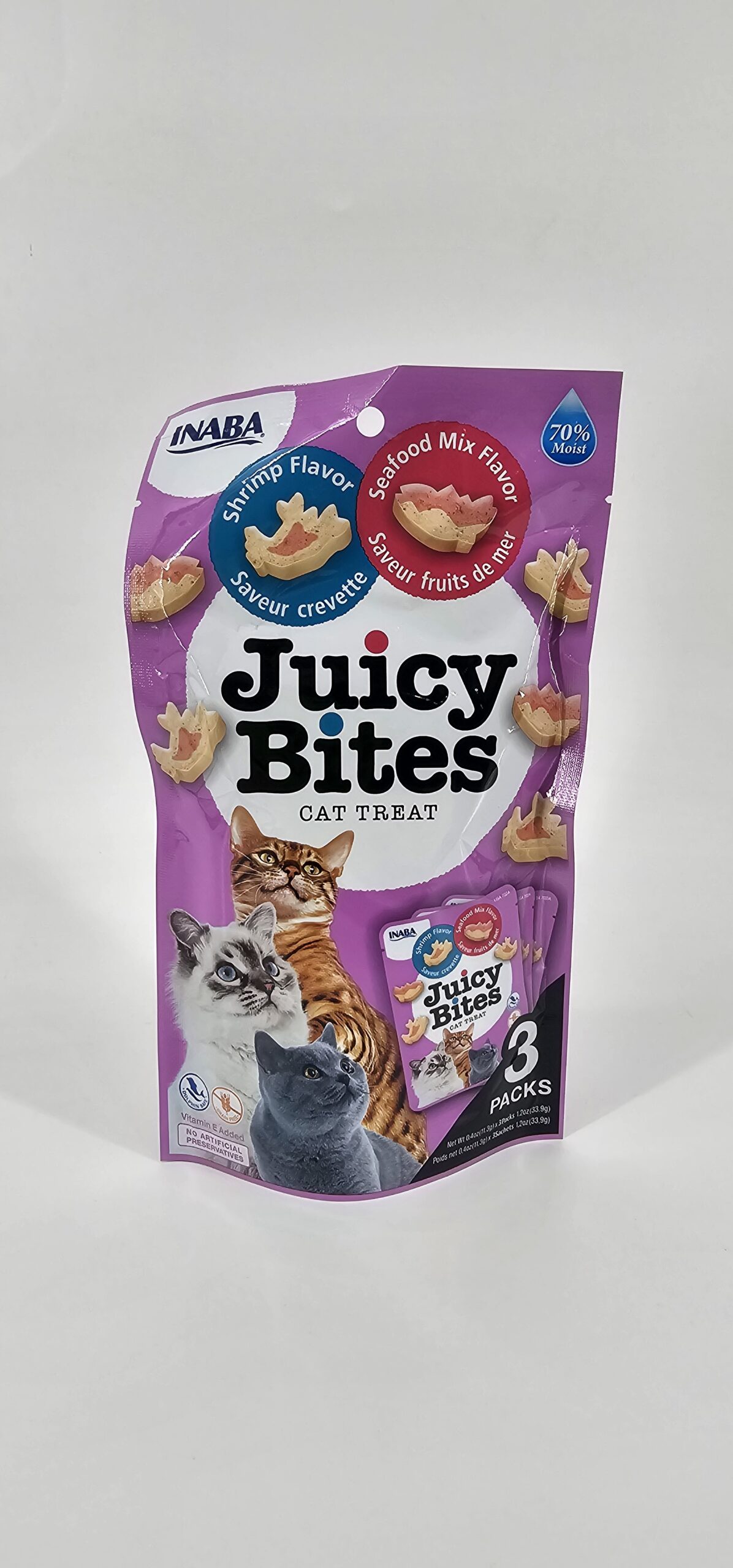 INABA JUICY BITES GATO CAMARON Y MIX DE MARISCOS X 3 (PACKS)