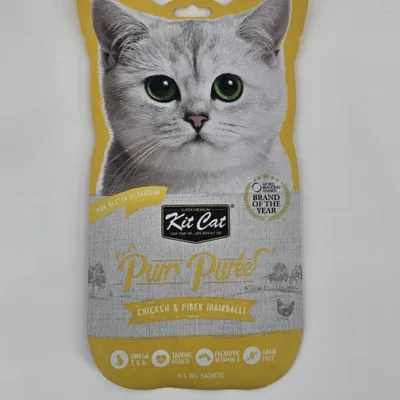 KIT CAT PURR PUREE POLLO & FIBRA HAIRBALL 15 GR X 4 (U)