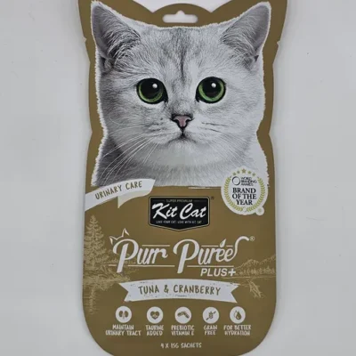 KIT CAT PURR PUREE PLUS ATUN Y CRANBERRY CUIDADO URINARIO 15 GR X 4 (U)