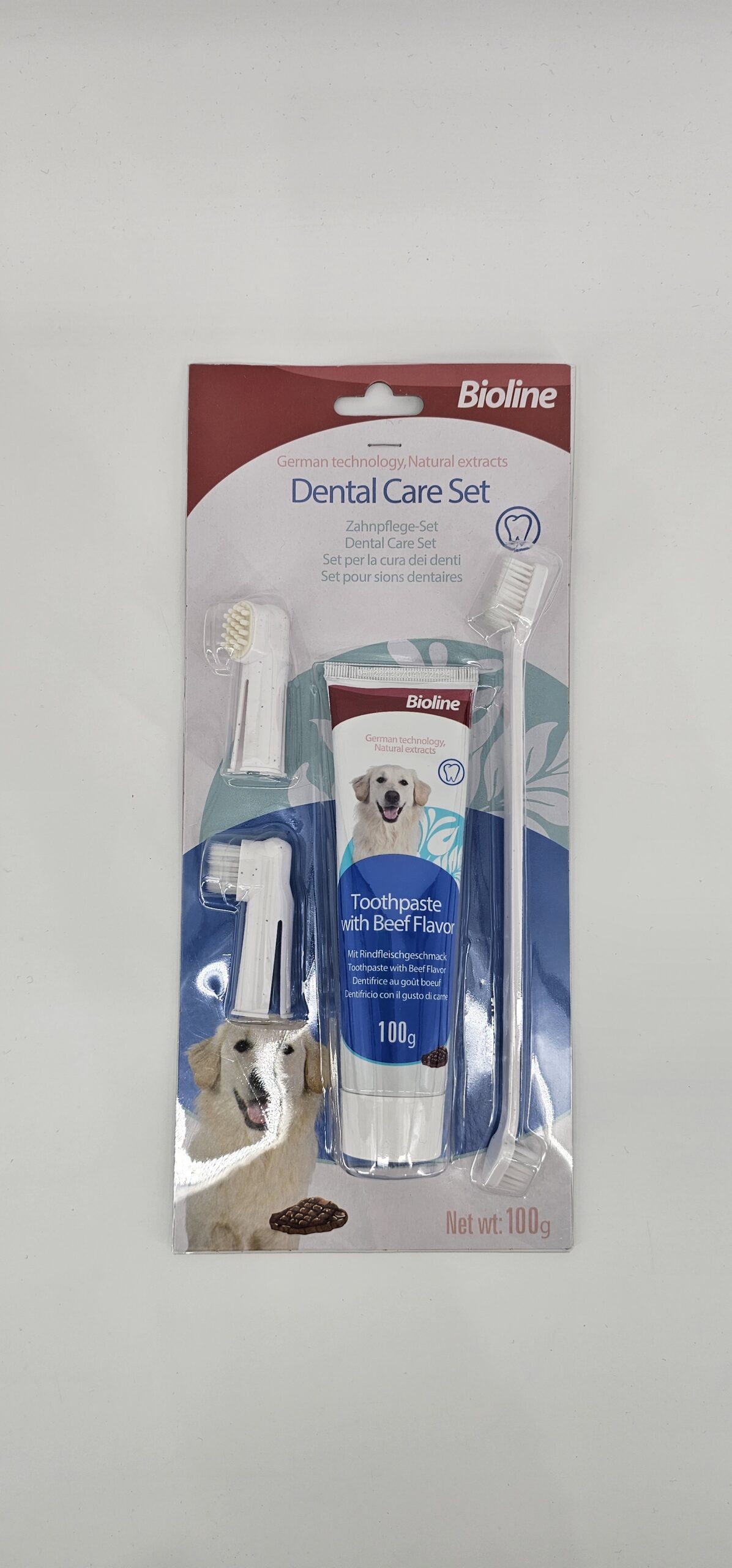 BIOLINE DENTAL PERRO KIT HIGIENE SABOR CARNE 100 GR