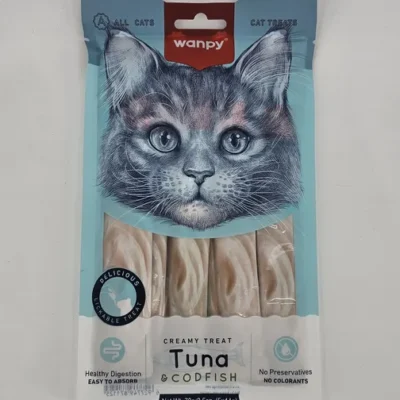 WANPY GATO CREAMY TREAT ATUN Y BACALAO 14 GR X 5 (U)