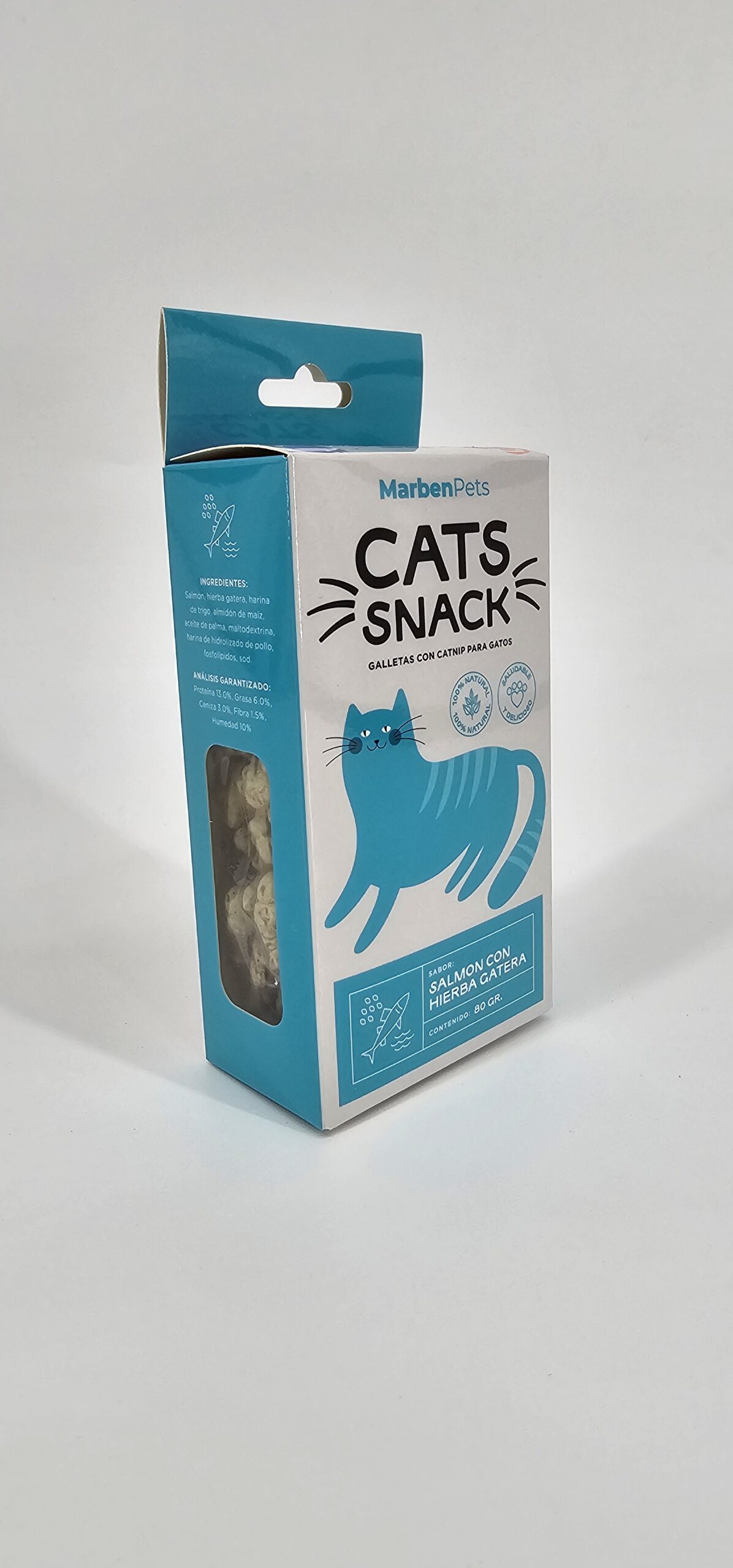 MARBENPETS CATS SNACK SALMON CON HIERBA GATERA 80 GR - Imagen 3