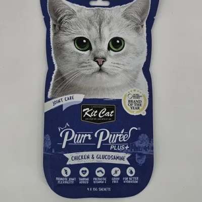 KIT CAT PURR PUREE PLUS POLLO Y GLUCOSAMINE 15 GR X 4 (U)