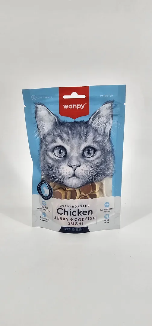 WANPY GATO CHICKEN JERKY & CODFISH SUSHI 80 GR