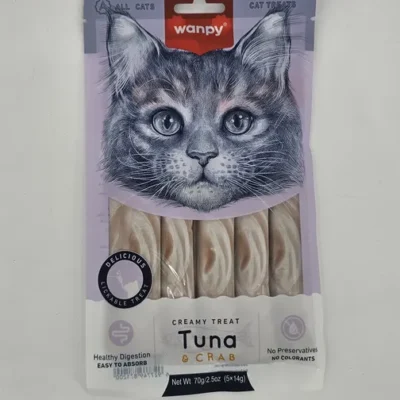 WANPY GATO CREAMY TREAT ATUN Y CANGREJO 14 GR X 5 (U)