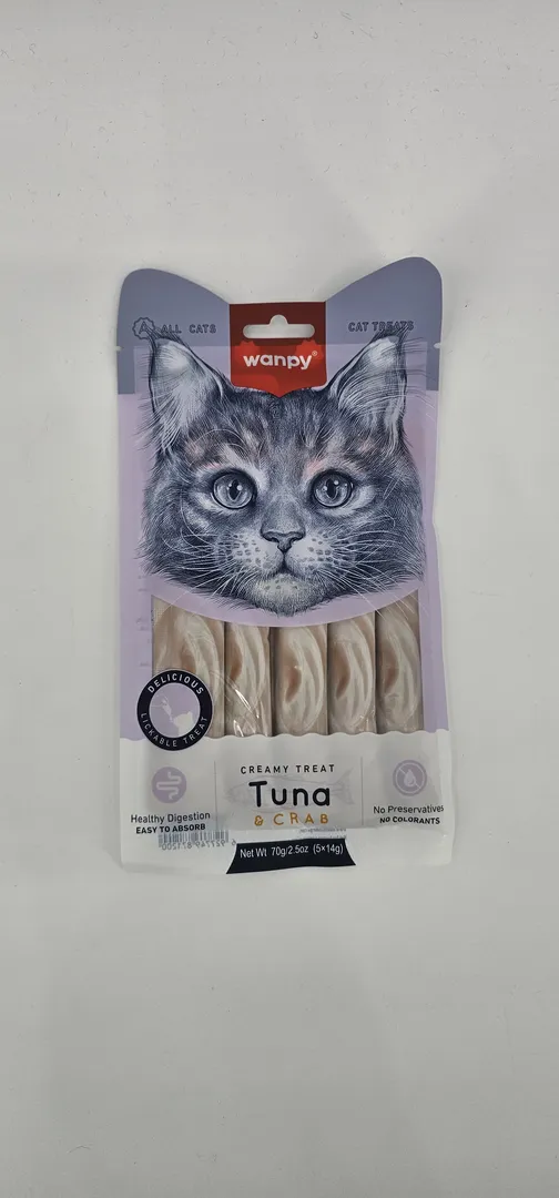 WANPY GATO CREAMY TREAT ATUN Y CANGREJO 14 GR X 5 (U)