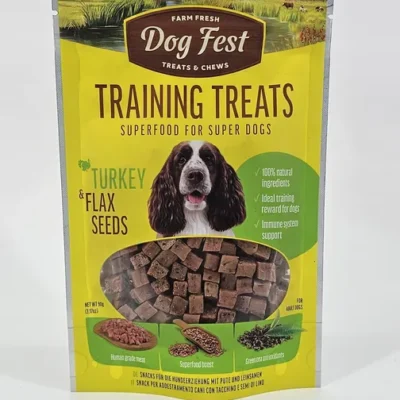 DOG FEST TRAINING TREATS PAVO Y SEMILLAS DE LINO 90 GR