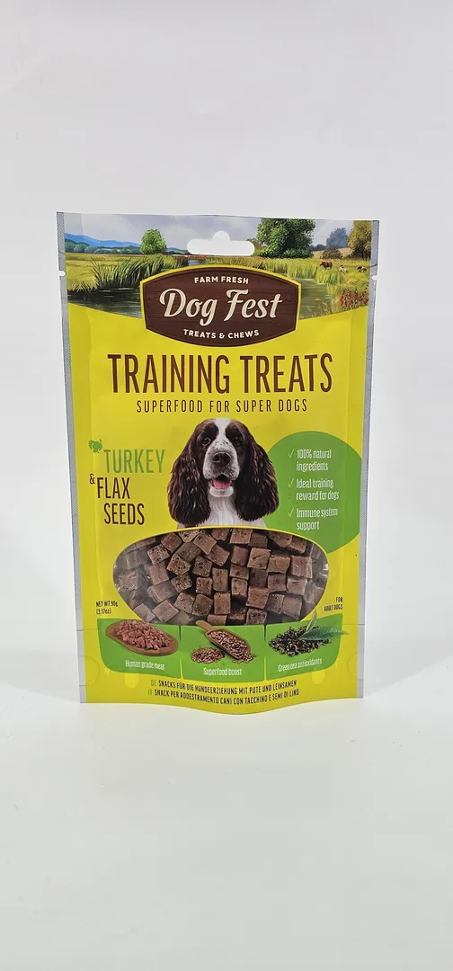 DOG FEST TRAINING TREATS PAVO Y SEMILLAS DE LINO 90 GR