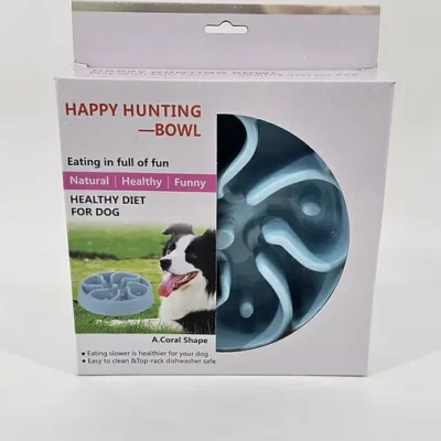 PLATO ALIMENTACION LENTA HAPPY HUNTING BOWL AZUL