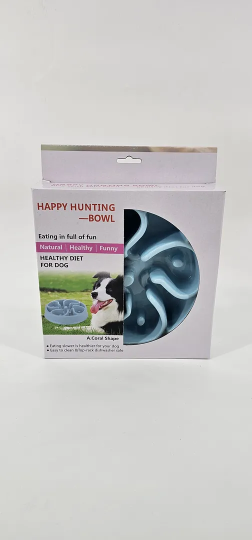 PLATO ALIMENTACION LENTA HAPPY HUNTING BOWL AZUL